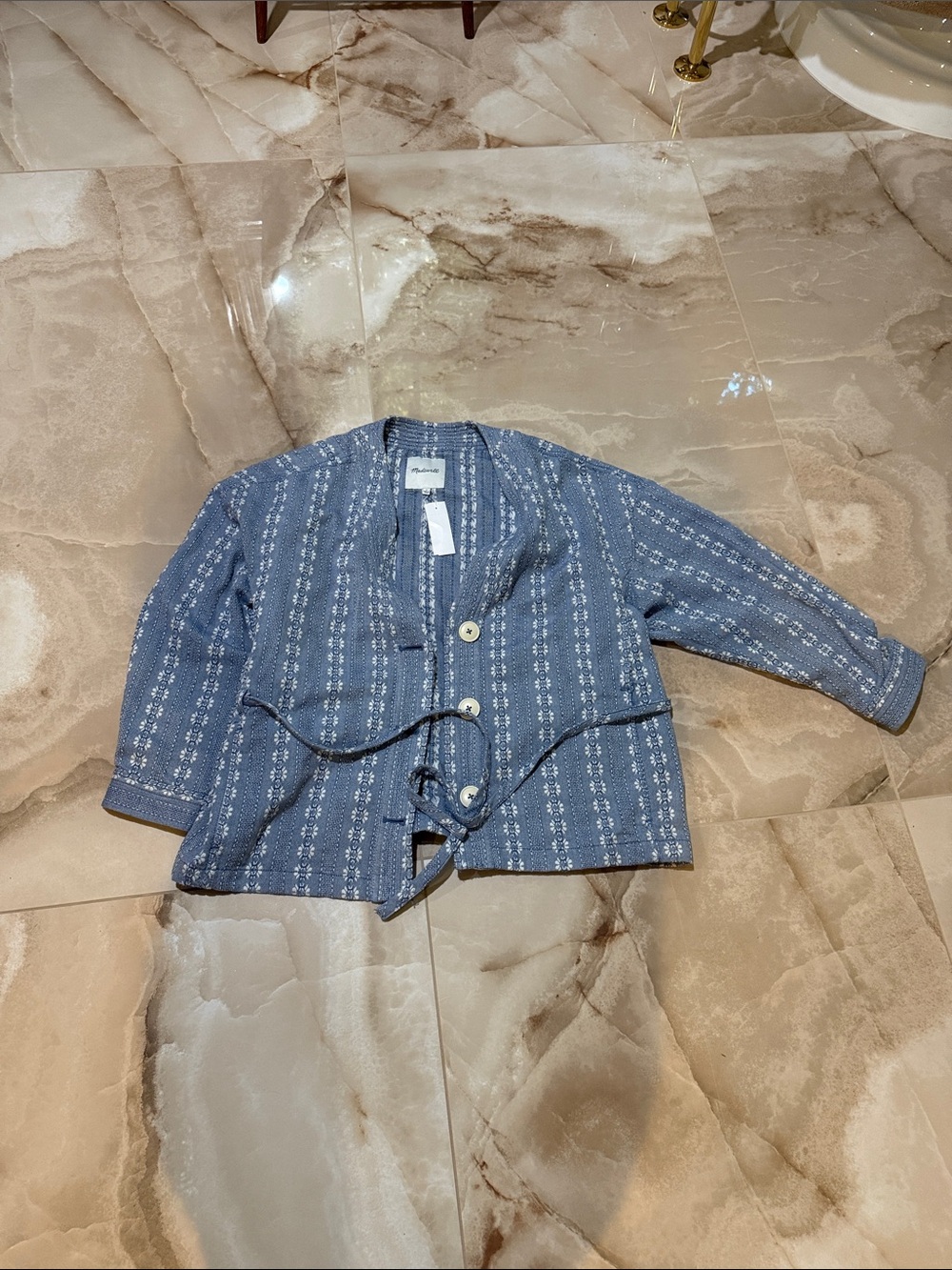 Women's Blue Patterned Button-Front Jacket - madewell